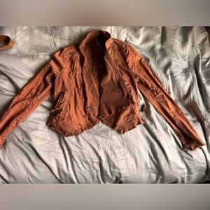 Free people cropped jacket in a sweet salmon color!